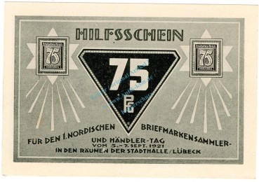 Lübeck , Notgeld 75 Pfennig Schein Nr.6 unc-kfr. M-G.826.19 , SH 1921 Seriennotgeld -5864-