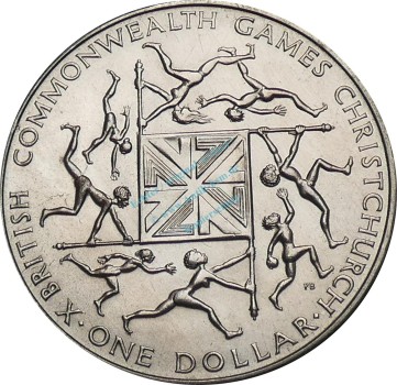 Neuseeland , 1 Dollar Münze 1974 -Christchurch C.-Games- KM.44 vz-stgl -0287-