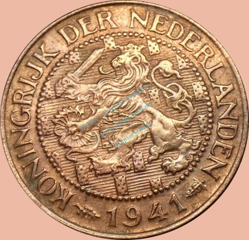 Preview: Niederlande , 1 Cent Münze 1941 -Wilhelmina- KM.152 ss-vz -0350-