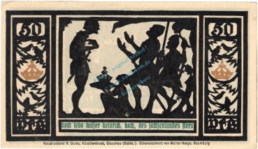 Preview: Quedlinburg , Notgeld 50 Pfennig Nr.4 -orange- unc-kfr. M-G.1087.4 , SA 1921 Seriennotgeld -5872-
