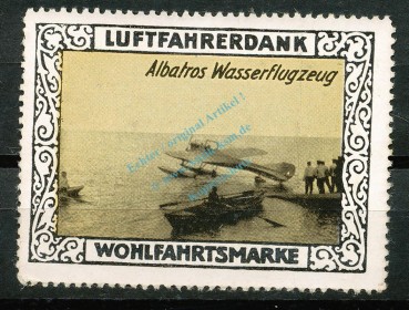 Reklamemarke -Luftfahrerdank- um 1915 -Albatros Wasserflugzeug- unc-kfr -0078-