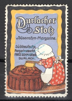 Reklamemarke Durlach -Durlacher Stolz Süßrahm Margarine- unc-kfr. -0236-