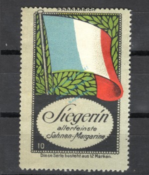 Reklamemarke Hamburg -Siegerin Sahne Margarine, Flaggen Nr.10- unc-kfr. -0204-