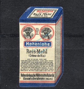 Reklamemarke Kassel Gerabronn -Hohenlohe Reis-Mehl- unc-kfr. -0225-