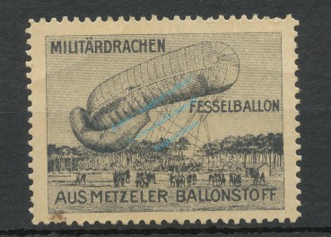 Reklamemarke Metzeler Ballonstoff -Militärdrachen Fesselballon- unc-kfr -0085-