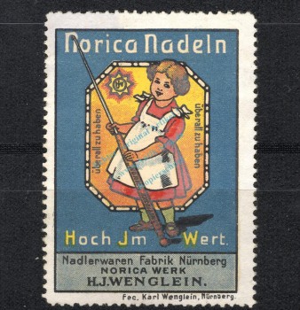 Reklamemarke Nürnberg -Norica Nadeln H.J. Wenglein- unc-kfr. -0229-