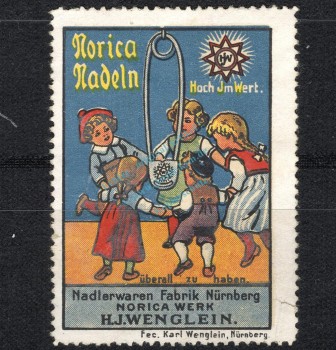 Reklamemarke Nürnberg -Norica Nadeln H.J. Wenglein- unc-kfr. -0230-
