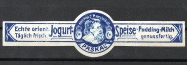 Reklamemarke Paskal -echt oriental. Joghurt Speise- unc-kfr. -0255-