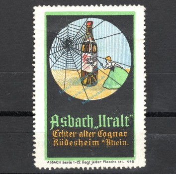 Reklamemarke Rüdesheim -Asbach Uralt Nr.6 Spinnennetz- unc-kfr. -0203-