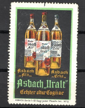 Reklamemarke Rüdesheim -Asbach Uralt echter alter Cognac, Nr.2- unc-kfr. -0213-