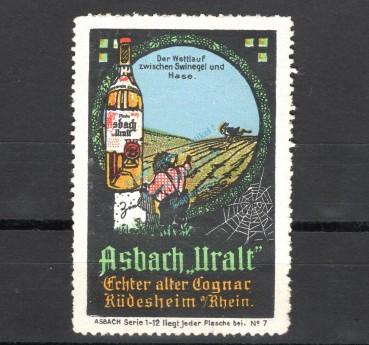 Reklamemarke Rüdesheim -Asbach Uralt echter alter Cognac, Nr.7- unc-kfr. -0210-