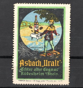 Reklamemarke Rüdesheim -Asbach Uralt echter alter Cognac, Nr.8- unc-kfr. -0209-