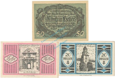 Salzburg , Notgeld Set 3 Scheine unc-kfr. K-K.862 , 1920 Salzburg -0568-