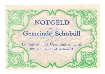 Schobüll , Notgeld 50 Pfennig Schein unc-kfr. M-G.1194.11 , SH o.D. Seriennotgeld -5857-