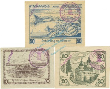 Schörfling , Notgeld Set 3 Scheine unc-kfr. K-K.971.I.e , 1920 Ober Österreich -0581-