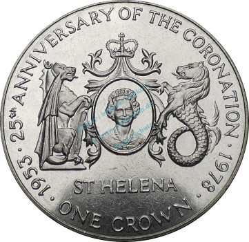 St Helena , 1 Crown Münze 1978 -25 Anniversary of the Coronation- KM.7 vz-stgl -0276-