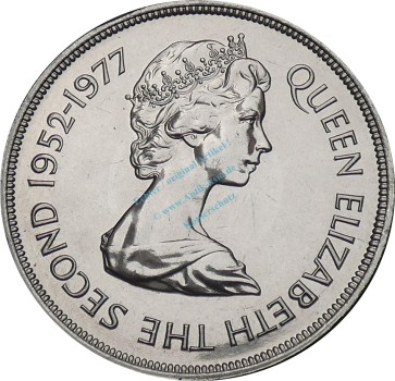 Preview: St. Helena , 25 Pence Münze 1977 -Queen Elzabeth II- KM.6 vz-stgl -0295-