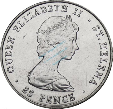 Preview: St. Helena , 25 Pence Münze 1980 -Queen Elizabeth II- KM.8 vz-stgl -0269-