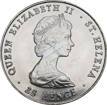 Preview: St. Helena , 25 Pence Münze 1981 -Charles and Lady Diana- KM.9 vz-stgl -0299-