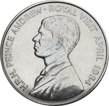 St. Helena , 50 Pence Münze 1984 -Visit Prince Andrew- KM.13 vz-stgl -0296-