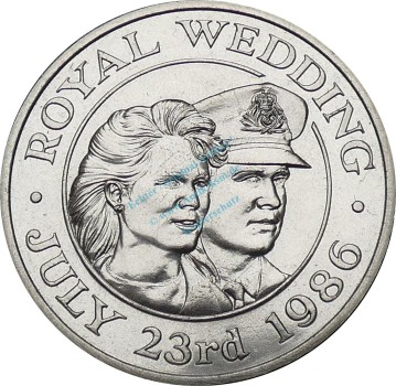 St. Helena , 50 Pence Münze 1986 -Royal Wdding Prince Andrew with Sarah Ferguson- KM.1 vz-stgl -0273-
