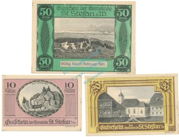 St. Stefan , Notgeld Set 3 Scheine unc-kfr. K-K.937 , 1920 Österreich -0584-