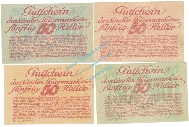 Steiermark , Notgeld Set 4 Scheine unc-kfr. K-K.1014.b , 1919 Steiermark -0572-