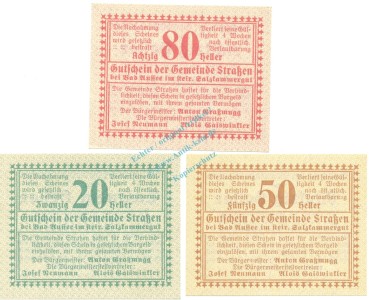 Straßen , Notgeld Set 3 Scheine unc-kfr. K-K.1046... 1920 Steiermark -0576-