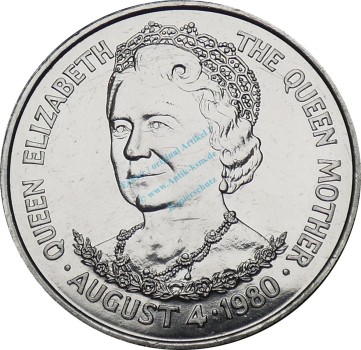 Tristan da Kunta , 25 Pence Münze 1980 -80. Geburtstag Queen Mother- KM.3 vz-stgl -0266-