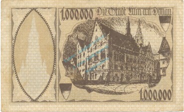 Preview: Ulm , Banknote 1 Million Mark gbr. Ke.2280 , WÜR 1923 Inflation -3665-