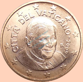 Vatikan , 2 Cent Münze 2009 R -Papst Benedict XVI- , KM.376 vz. -0314-