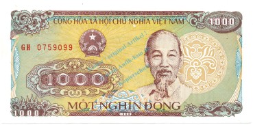 Viet Nam Banknote 1.000 Dong Schein unc-kfr. 1987, -Ho Chi Minh- WPM.102 -0371-