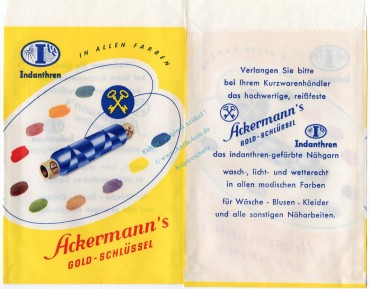 Werbung Reklametüte -Ackermanns Gold-Schlüssel- unc-kfr. Vintage Tante Emma -0258-