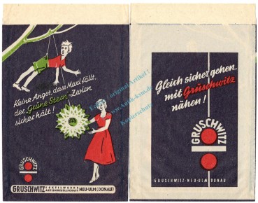 Werbung Reklametüte -Gruschwitz grüne-Stern-Zwirn- unc-kfr. Vintage Tante Emma -0260-