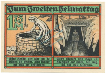 Westerkappeln , Notgeld 1,75 Mark Schein unc-kfr. M-G.1415.1 NRW o.D. Seriennotgeld -5842-