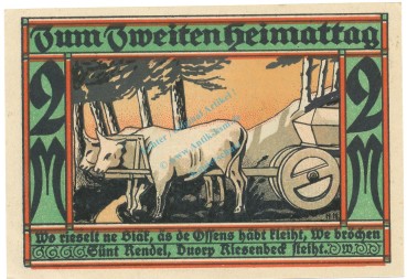 Westerkappeln , Notgeld 2 Mark Schein unc-kfr. M-G.1415.1 NRW o.D. Seriennotgeld -5843-