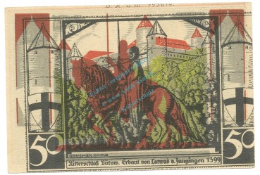 Bütow , Notgeld 50 Pfennig -Fehldruck- unc-kfr. M-G 204.1 , POM 1922 Seriennotgeld -5722-