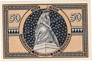 Preview: Bad Kissingen , Notgeld 50 Pfennig Schein in kfr. Tieste 3505.05.35 , Bayern 1920 Verkehrsausgabe