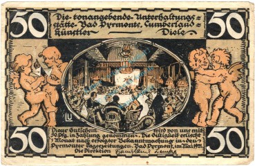 Preview: Bad Pyrmont , Notgeld 50 Pfennig Schein gbr. M-G 1084.1 , Niedersachsen 1921 Seriennotgeld