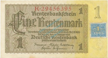 Banknote , 1 Mark Schein -Kupon- L-gbr. SBZ-1b, Ros.330, P.1, DDR 1948 Alliierte Besatzung
