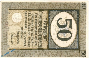 Preview: Banknote Blaubeuren , 50 Mark Schein in kfr. Geiger 049.04.a,b , o.D. - 01.08.1919 , Württemberg Großnotgeld
