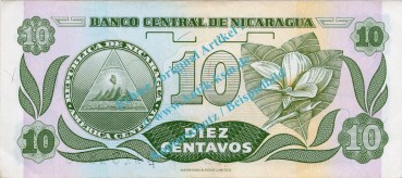 Preview: Banknote Nicaragua , 10 Centavos Schein -F.H.Cordoba- ND 1991 in unc - kfr