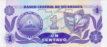 Preview: Banknote Nicaragua , 1 Centavo Schein -F.H.Cordoba- ND 1991 in unc - kfr