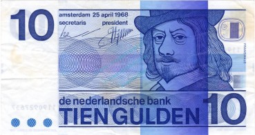 Banknote Niederlande , 10 Gulden Schein 1968 -Frans Hals- gbr. P.91