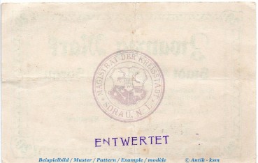 Preview: Banknote Sorau , 20 Mark Schein in gbr. E , Geiger 502.03.b , 1918 , Brandenburg Großnotgeld