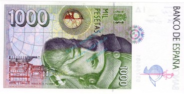 Preview: Banknote Spanien , 1.000 Pesetas Schein -B- 1992 -Hernán Cortés- unc-kfr WPM.163