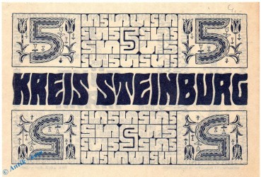 Preview: Banknote Steinburg , 5 Mark Schein in kfr. Geiger 508.03 , 12.11.1918 , Schleswig Holstein Großnotgeld