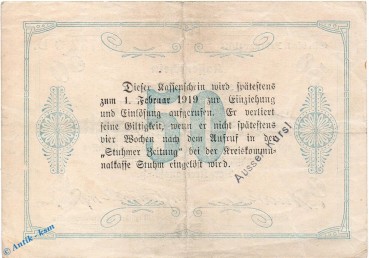 Preview: Banknote Stuhm , 50 Mark Schein in gbr. E , Geiger 514.04 , 13.11.1918 , Westpreussen Großnotgeld