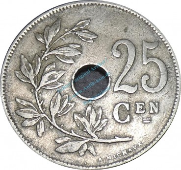Belgien , 25 Centimes Münze 1921 -gekröntes Monogram- KM.68.1 ss. -0251-