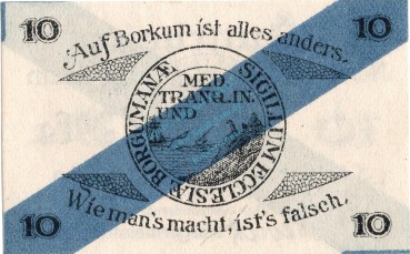 Preview: Borkum , Notgeld 10 Pfennig Schein unc-kfr. Ti.0845.05.16 , Niedersachsen 1920 Verkehrsausgabe